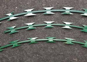China Concertina Colour Razor Ribbon Pvc Coated Barbed Wire For Housetop wholesale