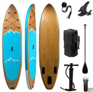 China Popular Wood Style Soft Top Surfboard Inflatable Sup Paddle Board 315*83*15cm wholesale