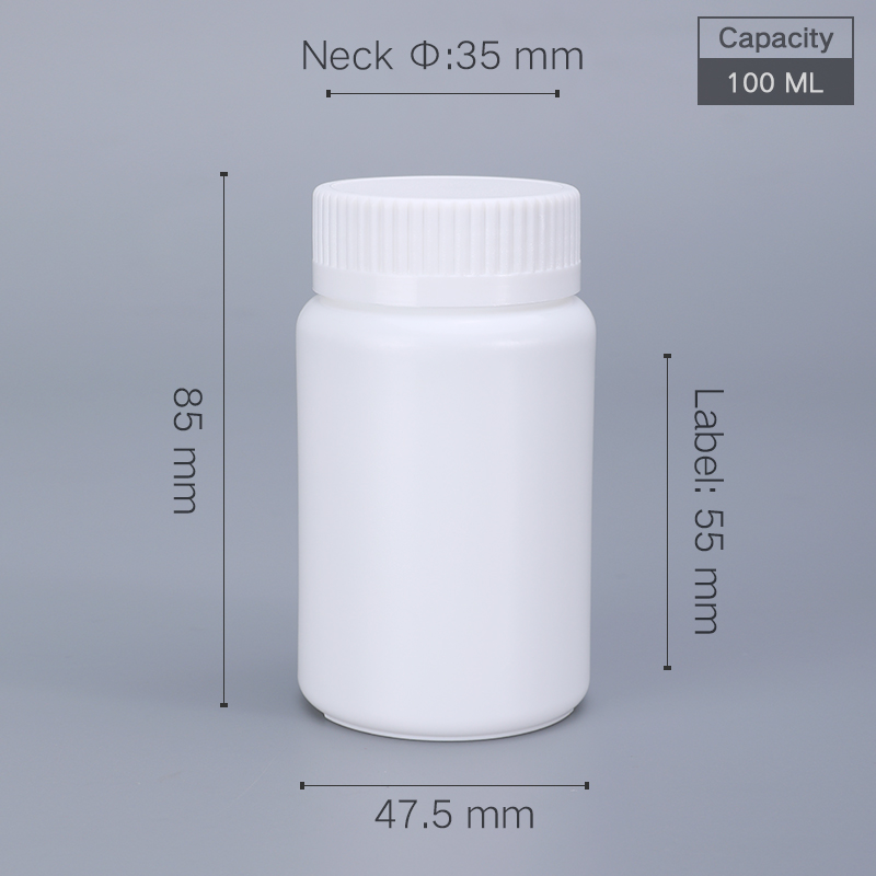 Plastic Screw Cap 100ml Bottle for Pill Capsule Tablet Storage UMETASS HDPE Material