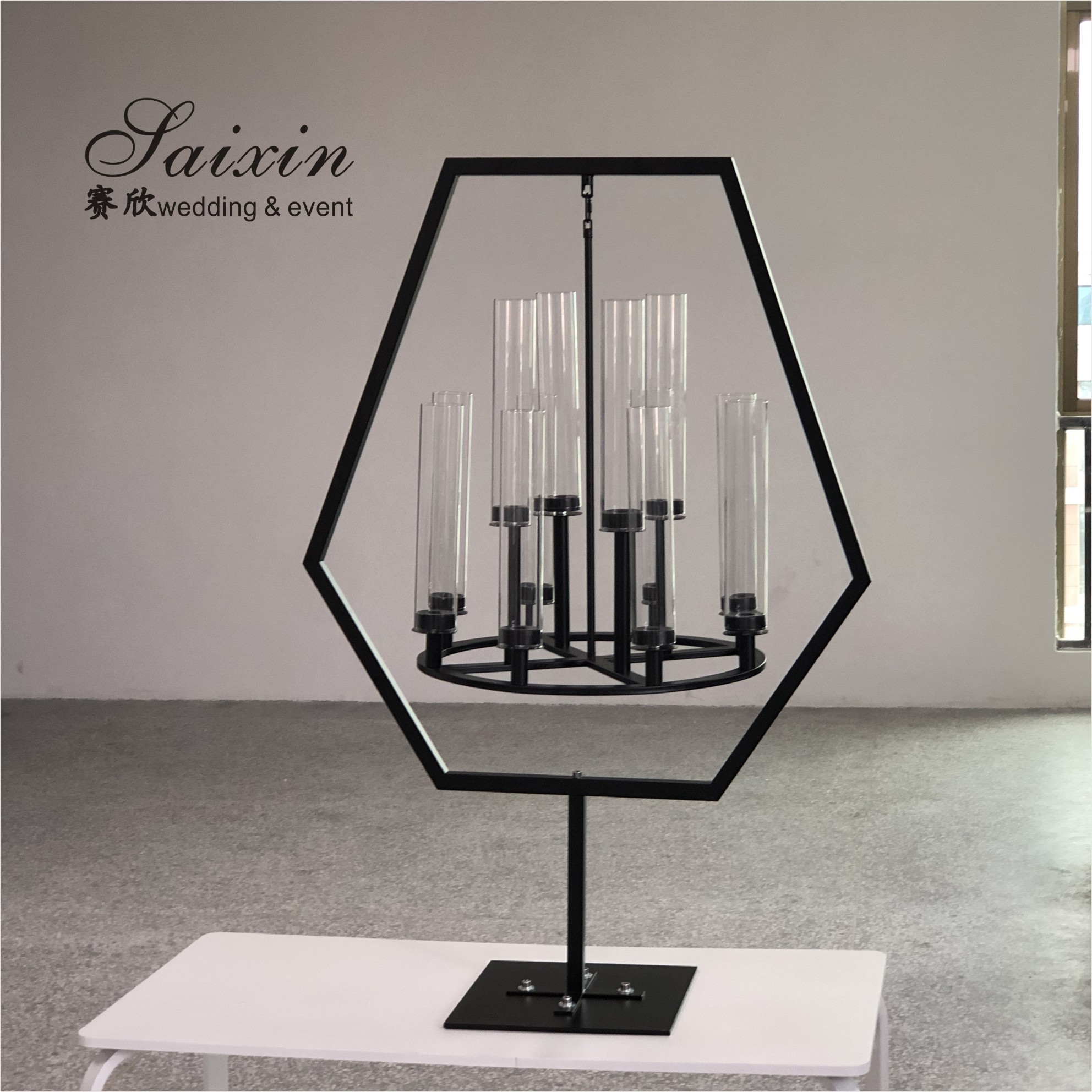 160CM wedding standing flower arrangements square gold black white