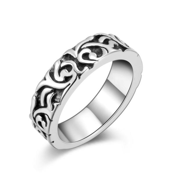 Men's Stainless Steel Viking Jewelry Ring Window Curved Punk Ring Vintage Men