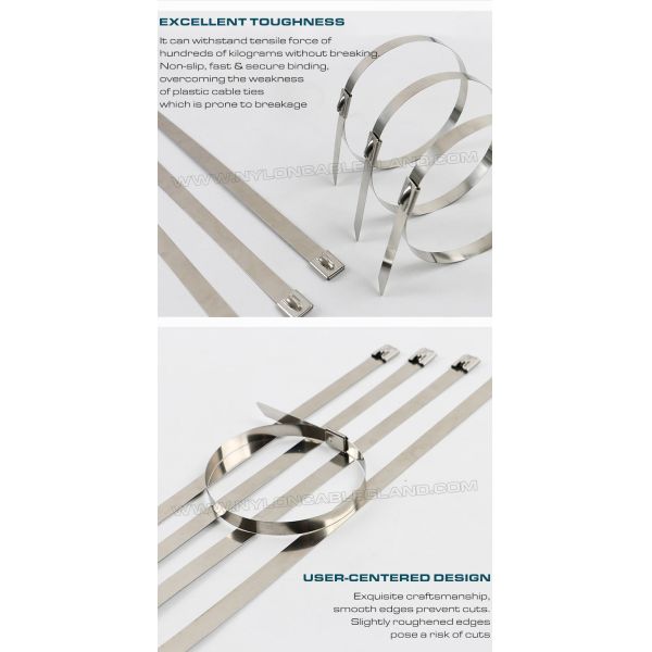 Premium Quality 316L/316/304 Stainless Steel Cable Ties 300~1000mm Length x 10mm Width (480 lbs) for Outdoor