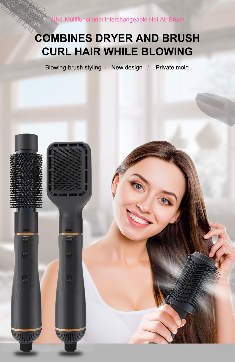 Multifunctional 4 In 1 Hot Air Brush 120C Temperature ABS Material