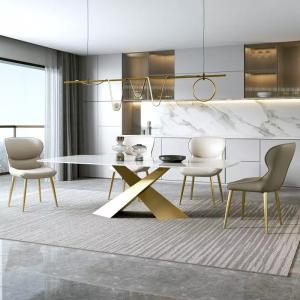 China Light Luxury Italian Furniture Dining Table 220*120*75cm Rock Board Dining Table wholesale