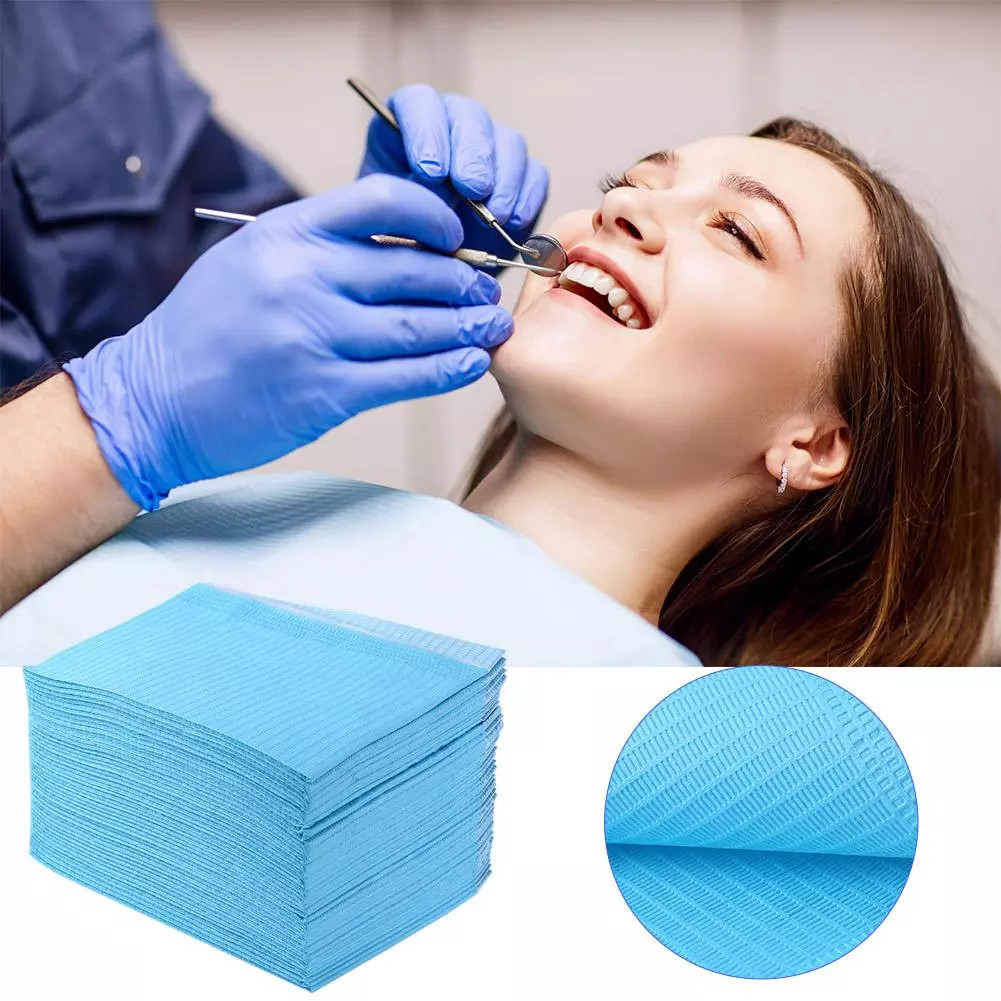 PE Film Dental 2 Ply Disposable Paper Bibs Waterproof