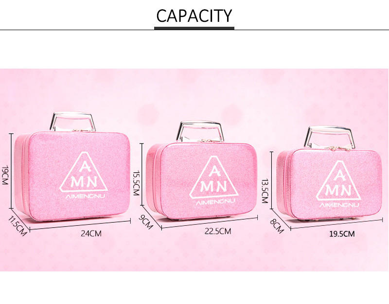 Splash Proof PU Leather Glitter Makeup Bag Case