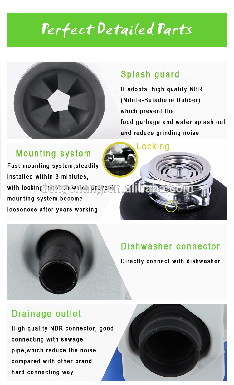 detailed parts of DSW560 kitchen food waste disposer