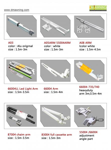 Aluminium Retractable Awning Arms Acrylic Folding Awning Arms