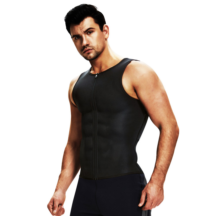 HEXIN Neoprene Waist Trainer Shaper Knitted Workout Gym Zipper Tank Top Sauna Vest for Men