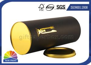 China Gold Stamping Logo Black Paper Packaging Tube With Metal Plug Personalised wholesale