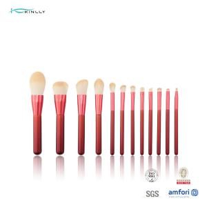 China OEM 12PCS Aluminum Ferrule Full Makeup Brush Set With Red Handle wholesale