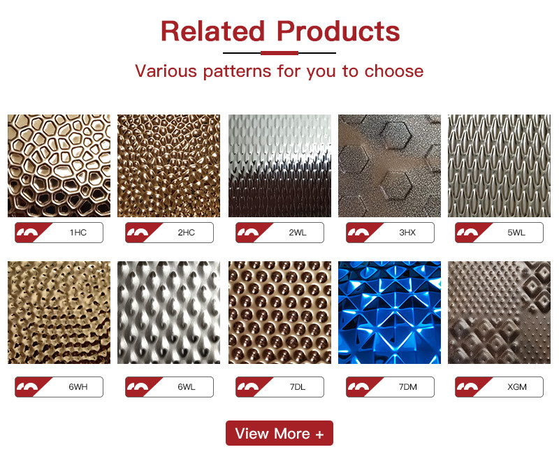 304 316 Retro Brown color Embossed metal plate for decorative Textured Stainless Steel Sheet Project