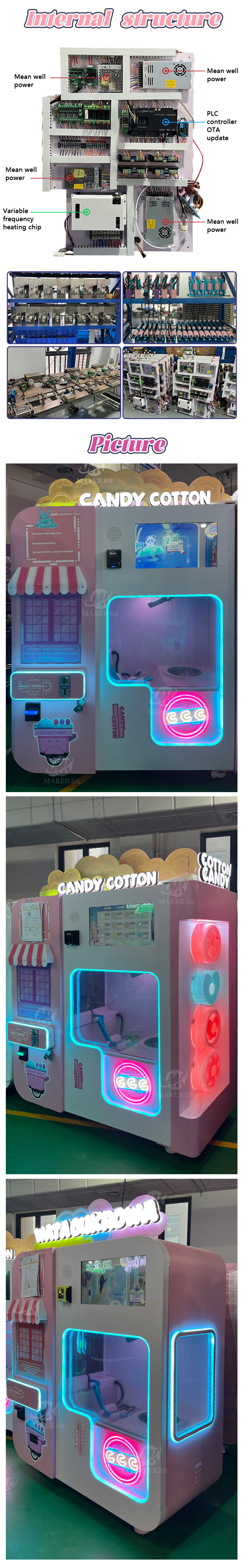 Acrylic Robot Cotton Candy Vending Machine 100-260V Electric Sugar Candy Machine