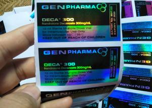 China Blue Color Custom Hologram Print Prescription Bottle Label For 10Ml Vial wholesale