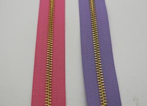China Golden Brass Long Chain Fashion Metal Zippers Bright Color Tape For Garment wholesale