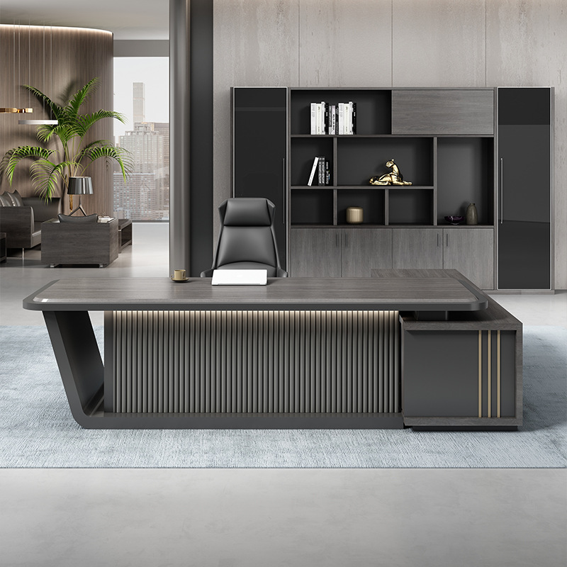 High Tech Black Boss Manager Office Table and Chair Combination for Customer Provided