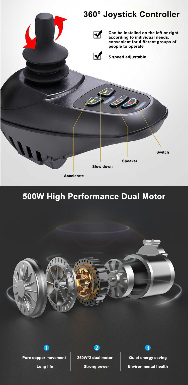Metal Motorized Foldable Power Electric Wheelchair LightWeight