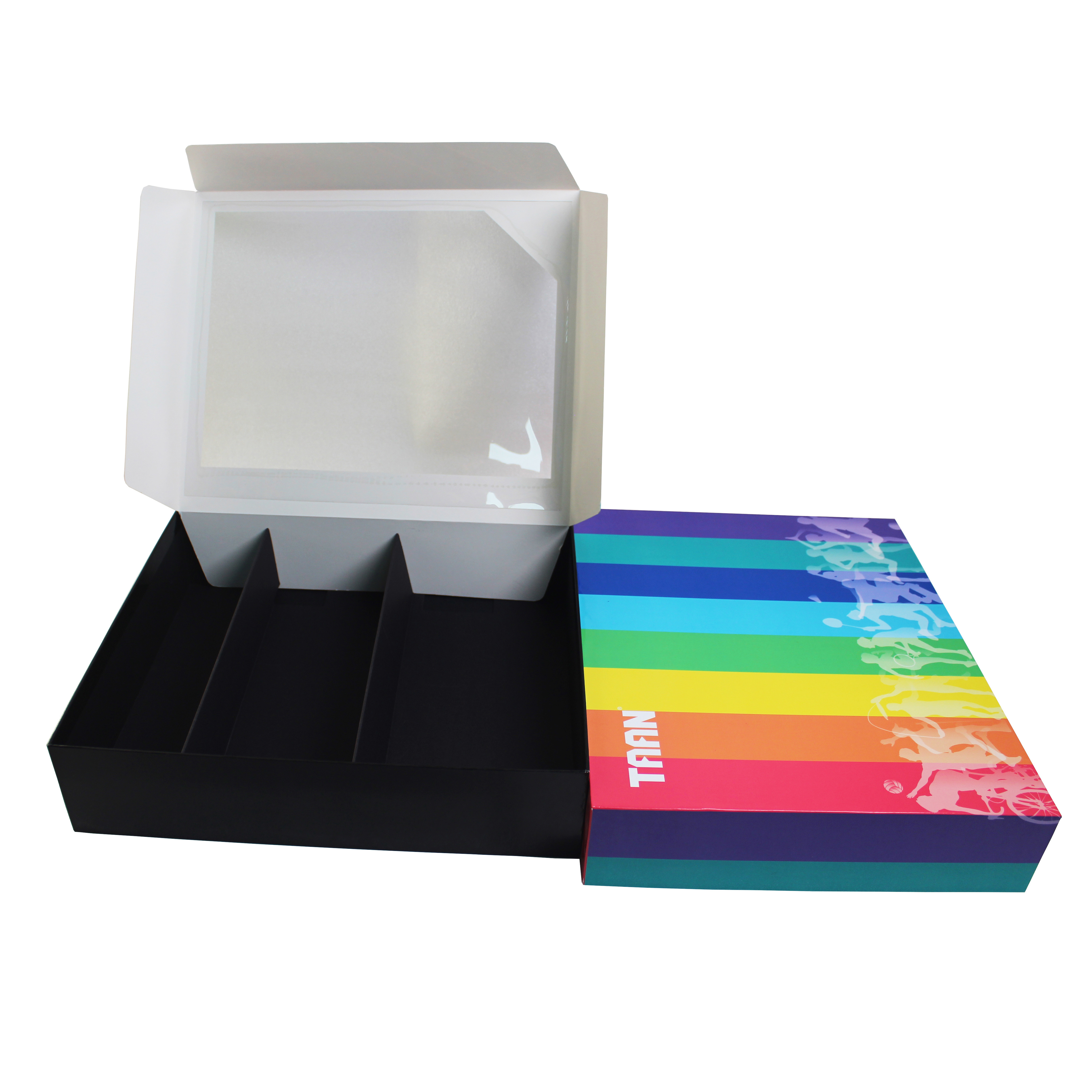 Holiday Rectangle Gift Packaging Cardboard Window Box With Custom Divider Inserts