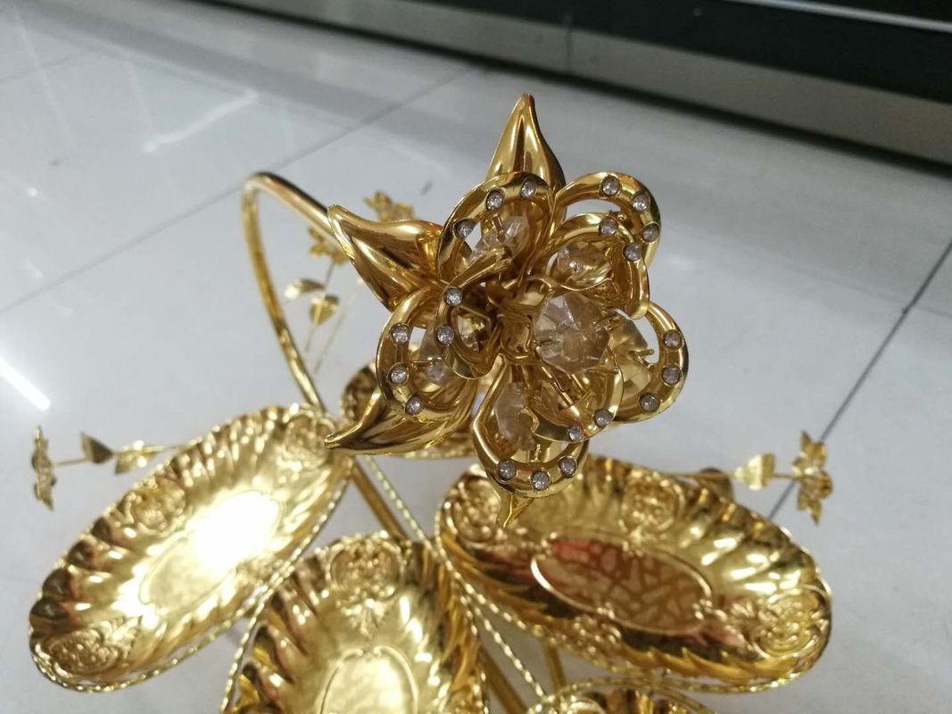 High Grade Buffet Room Service Equipments Crystal Glass Fruit Basket with Zinc Alloy Electroplating Process for