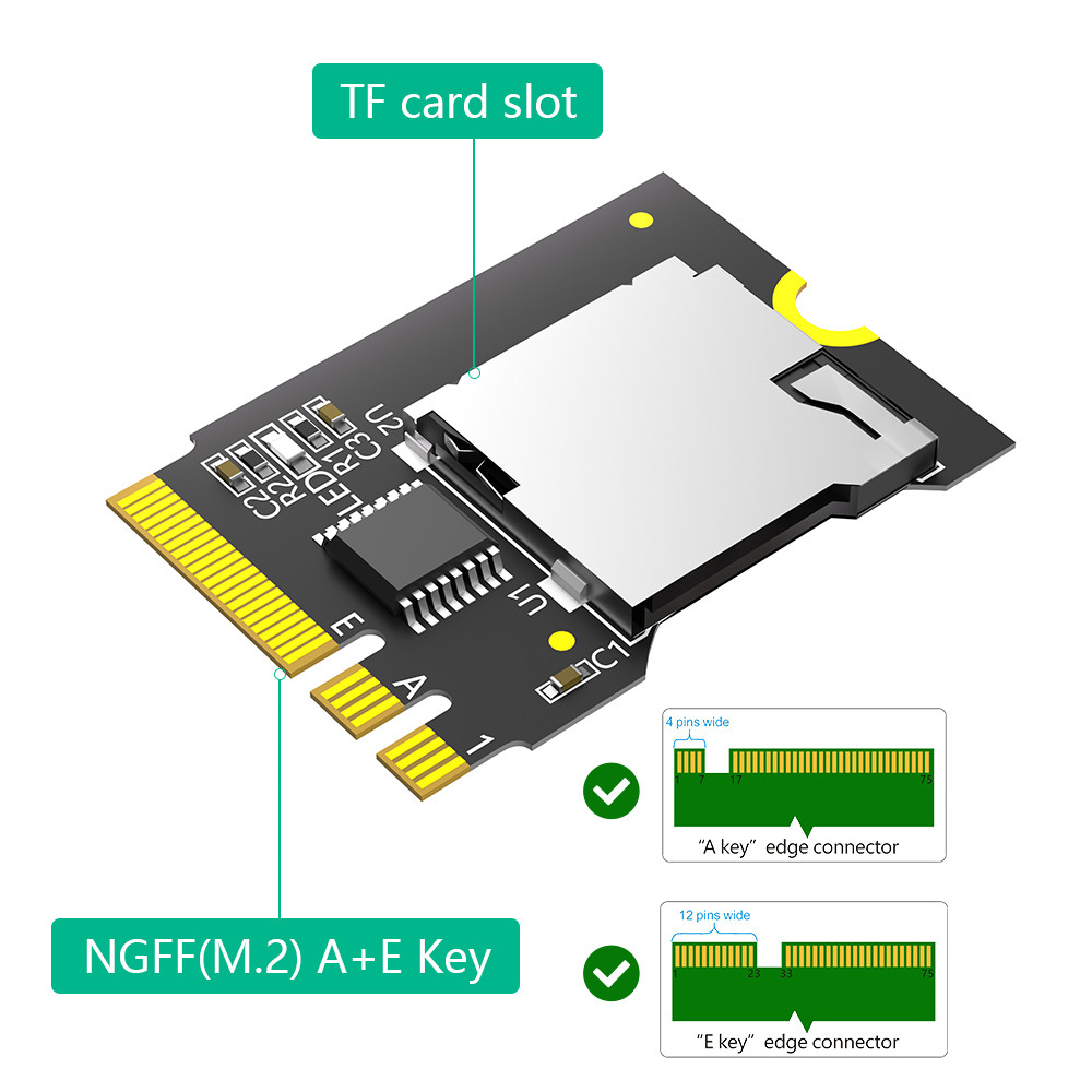 New Version Micro SD Card TF SDHC SDXC To NGFF Key A-E Adapter