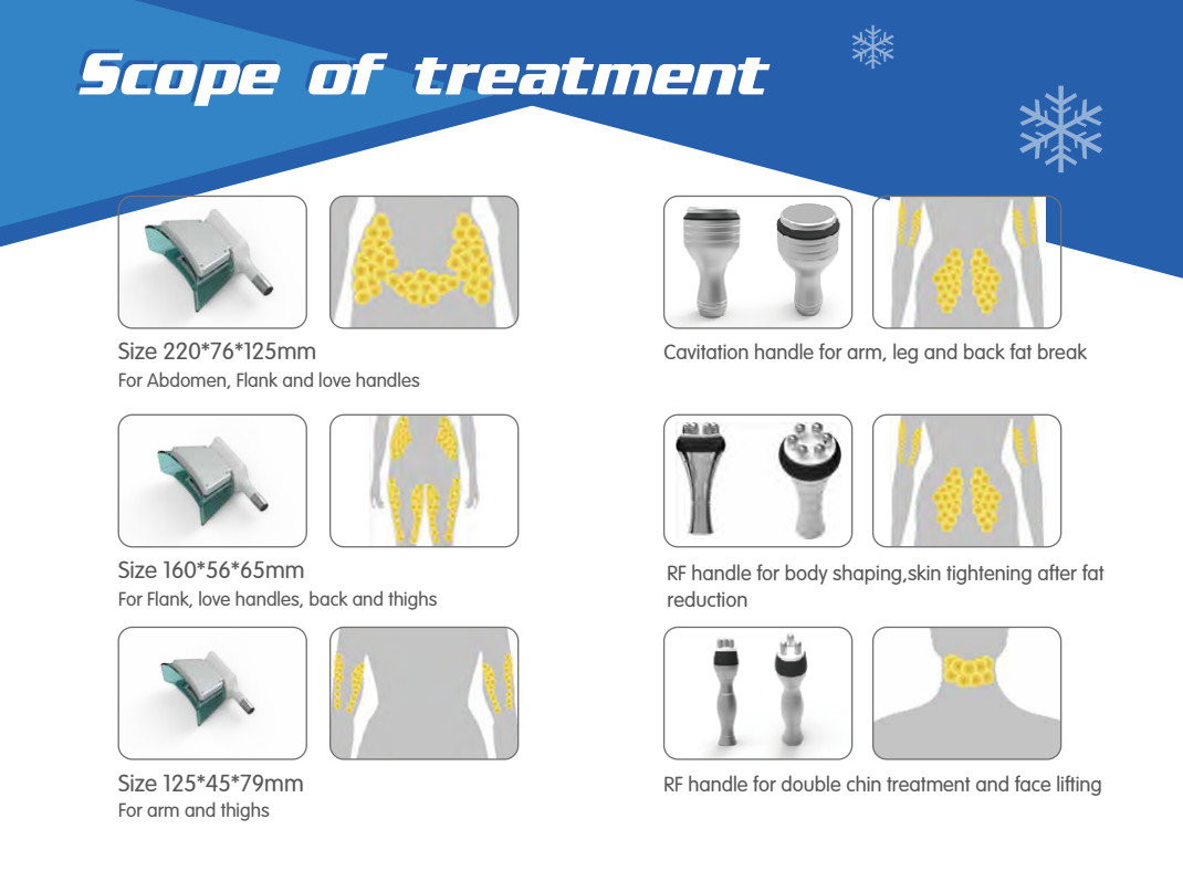 5 handles Cryolipolysis slimming machine for slimming, fat reduce, celluite removal.
