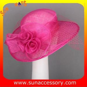 China Elegant fancy Church sinamay hats for ladies ,Sinamay wide brim church hat wholesale