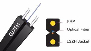 China FTTH Fiber Optical Drop Cable for Indoor GJXFH with 2 FRP Steel Wire Strength Member wholesale