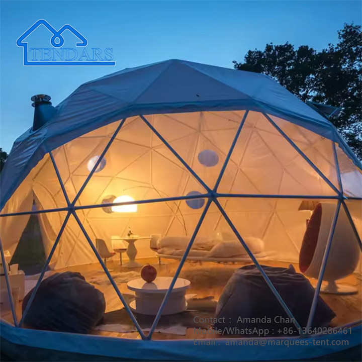 Luxury Tent With Bathroom Clear Glass Geodesic Dome Tent Suitable For Camping