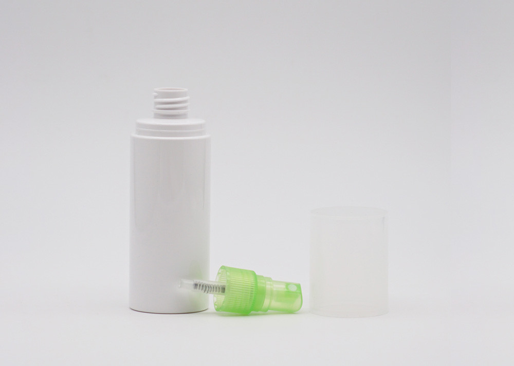 Plastic Cosmetic Spray Bottle Fine Mist Pet 100ml White Cylinder