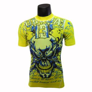China Short Sleeve Green Bodybuilding Compression Shirts / Weightlifting Compression Shirts wholesale