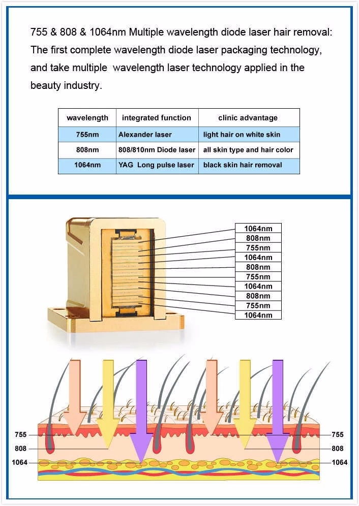 Diode Laser Beauty Equipment 755 808 1064 Hair Removal Skin Rejuvenation