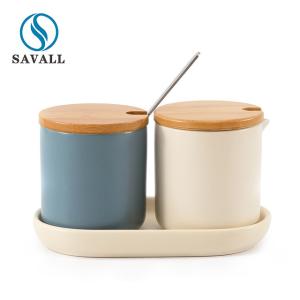 China Savall Nordic LFGB Kitchen Seasoning Pot WIth Wooden Cover wholesale