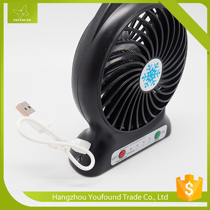 BS-5600 Battery Operated Mini Fan USB Cord Charging DC Small Plastic LED Table Fan