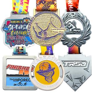 China Custom Soft Enamel Gold Silver Marathon Medal Swimming Sports Metal Medals wholesale