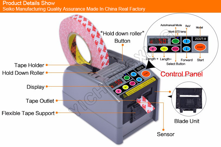 Memory function zcut-9 automatic tape dispenser cutting tape width 6-60mm length 5-999 mm