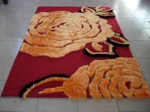 China Big Flower Structured Acrylic underlay Polyester Shaggy Face Carpet Rug 2400G Pile wholesale