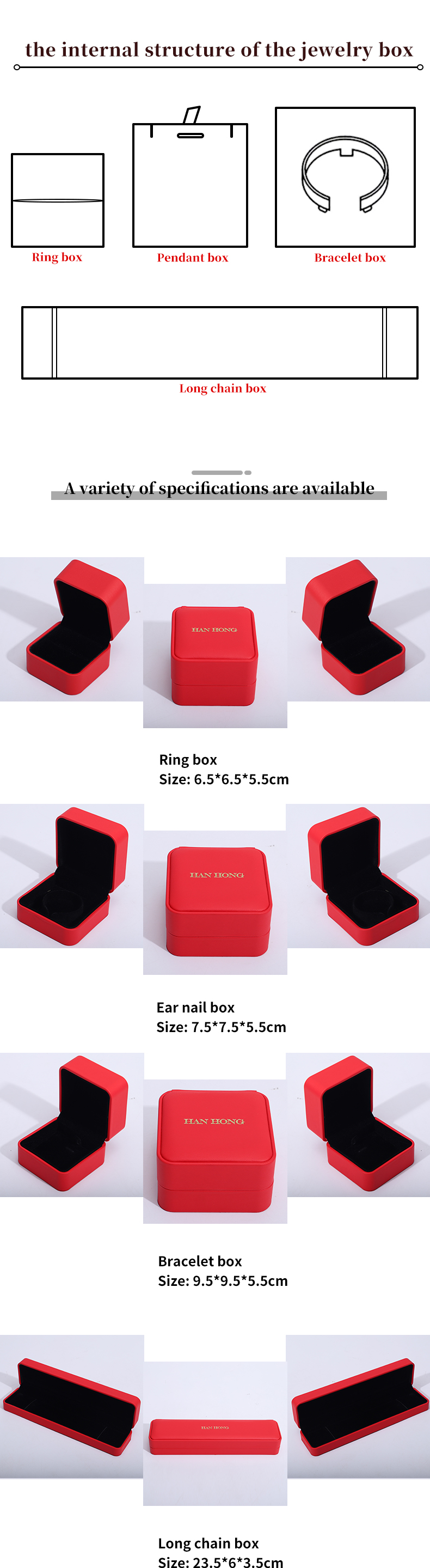 Custom Luxury Velvet Jewelry Packaging Box for Necklace and Bracelet Storage from Hanhong