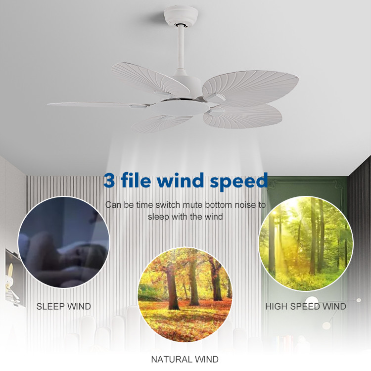 Vintage Style Black White Living Room Bedroom Decorative 5 ABS Blades Modern Remote Control Ceiling Fan