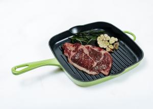 China Green Enameled Cast Iron Skillet Pan Non Stick Cast Iron Deep Fryer wholesale