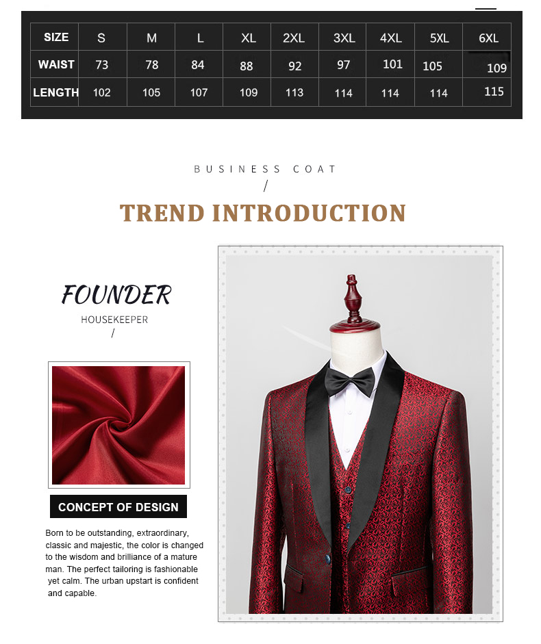 Men's Plus Size Striped Formal Suit with Woolen Cloth Fabric and Three Piece Design