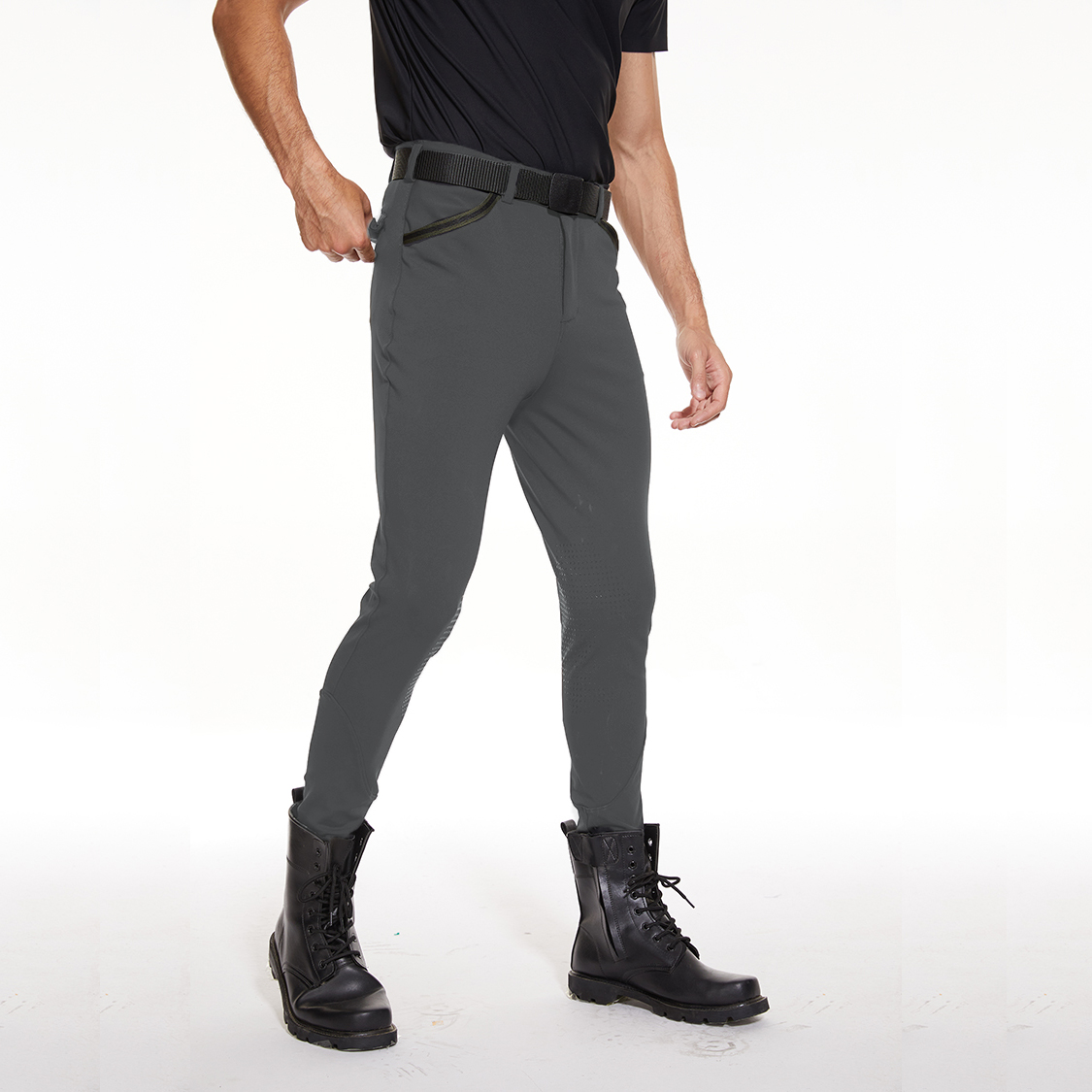Custom Logo Gray Equestrian Pants For Men Half Knee Silicone