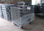 Moveable Foldable Wire Container , Steel Wire Cage With Galvanized Surface
