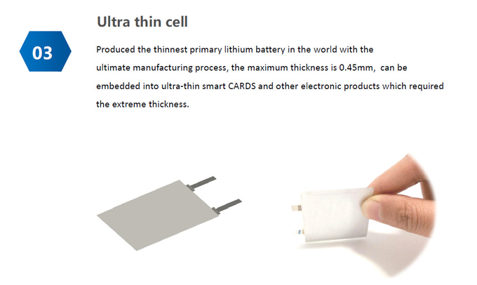 Custom LiMnO2 Ultra Slim Battery CP602026 3.0v 600mah Non Rechargeable