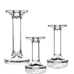 China Wholesale clear pillar crystal glass candelabra candlestick holder wholesale
