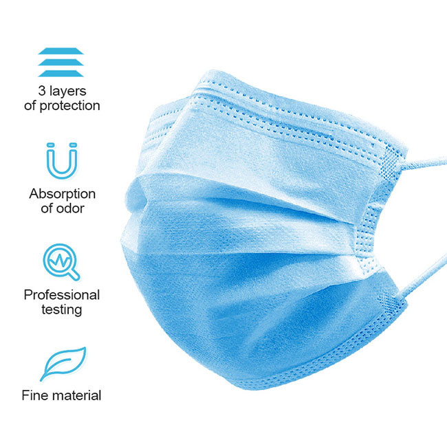 Breathable Disposable Surgical Face Masks 3 Ply With Elastic Ear Loop