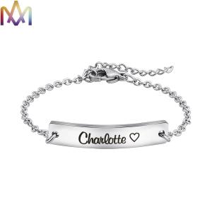 China Hypoallergenic Womens Engraved 45MM Thin Bar Bracelet wholesale