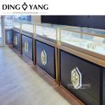 Custom Made Fashion Black Golden Jewelry Counter , Jewelry Counter Furniture