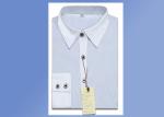 Modern Office Slim Long Sleeve Work Uniform Lady Blue White Striped Shirt