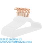 Velvet Hanger 50 Pack Space Save Non-Slip Padded Rose Gold Hook Flocked White