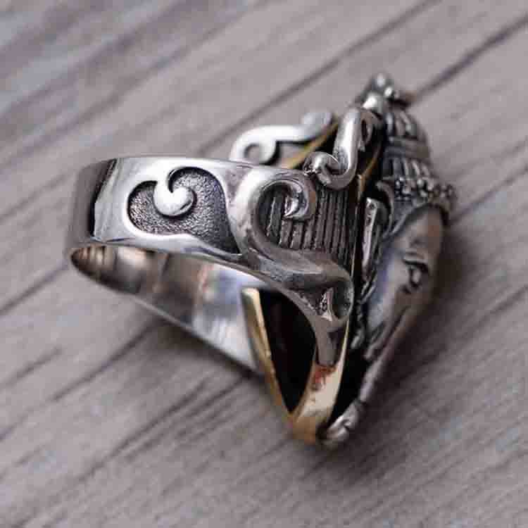 Retro Elephant Style Thai Sterling Silver Men Ring (056250)